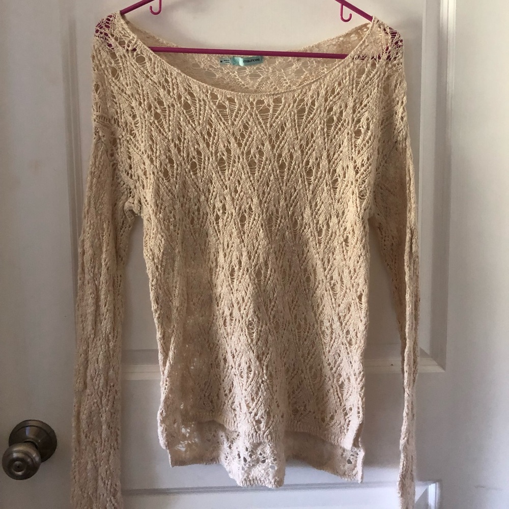 Maurice’s Crochet Sweater, Cream, Medium
